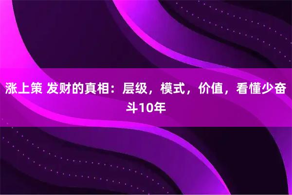 涨上策 发财的真相：层级，模式，价值，看懂少奋斗10年
